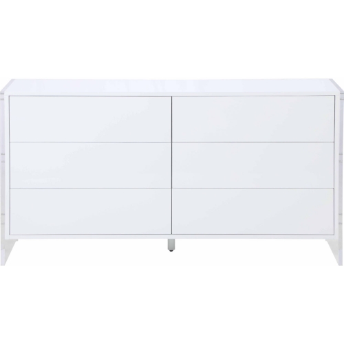 Barcelona 6 Drawer Buffet in Gloss White & Acrylic